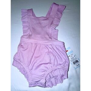 Cat & Jack Romper Baby 6-9M Purple New Ruffle Ribbed Sunsuit 206097032